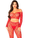 LEG AVENUE - CROP TOP + CALZE ROSSO TAGLIA UNICA - LEG AVENUE BODYSTOCKINGS - Intimo per le occasioni speciali | The Game Lingerie