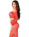 LEG AVENUE - CROP TOP + CALZE ROSSO TAGLIA UNICA - LEG AVENUE BODYSTOCKINGS - Intimo per le occasioni speciali | The Game Lingerie