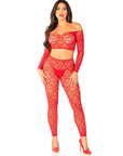 LEG AVENUE - CROP TOP + CALZE ROSSO TAGLIA UNICA - LEG AVENUE BODYSTOCKINGS - Intimo per le occasioni speciali | The Game Lingerie