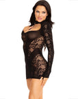 LEG AVENUE - MINI ABITO CON PIZZO MANICA LUNGA NERO - LEG AVENUE DRESSES - Intimo per le occasioni speciali | The Game Lingerie