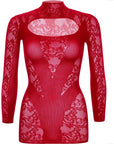 LEG AVENUE - MINI ABITO CON PIZZO MANICA LUNGA ROSSO - LEG AVENUE DRESSES - Intimo per le occasioni speciali | The Game Lingerie