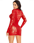 LEG AVENUE - MINI ABITO CON PIZZO MANICA LUNGA ROSSO - LEG AVENUE DRESSES - Intimo per le occasioni speciali | The Game Lingerie