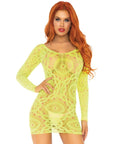 LEG AVENUE - MINI ABITO IN PIZZO ALL'UNCINETTO MANICA LUNGA NEON TAGLIA UNICA - LEG AVENUE DRESSES - Intimo per le occasioni speciali | The Game Lingerie