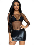 LEG AVENUE - T - SHIRT A RETE MANICHE LUNGHE NERA - LEG AVENUE ACCESSORIES - Intimo per le occasioni speciali | The Game Lingerie