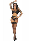LIVCO CORSETTI FASHION - POJZON LC 90670 REGGISENO + REGGISENO + CALZE + SLIP NERO - LIVCO CORSETTI SETS - Intimo per le occasioni speciali | The Game Lingerie