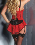 LIVCO CORSETTI FASHION - RED ROSE LC 90130 CORSETTO + SLIP ROSSO L/XL - LIVCO CORSETTI SETS - Intimo per le occasioni speciali | The Game Lingerie