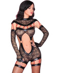 LIVCO CORSETTI FASHION - SAKURA CF 90357 TUTA + GUANTI LUNGHI + CINTURA REGGICALZE NERA L/XL - LIVCO CORSETTI SETS - Intimo per le occasioni speciali | The Game Lingerie
