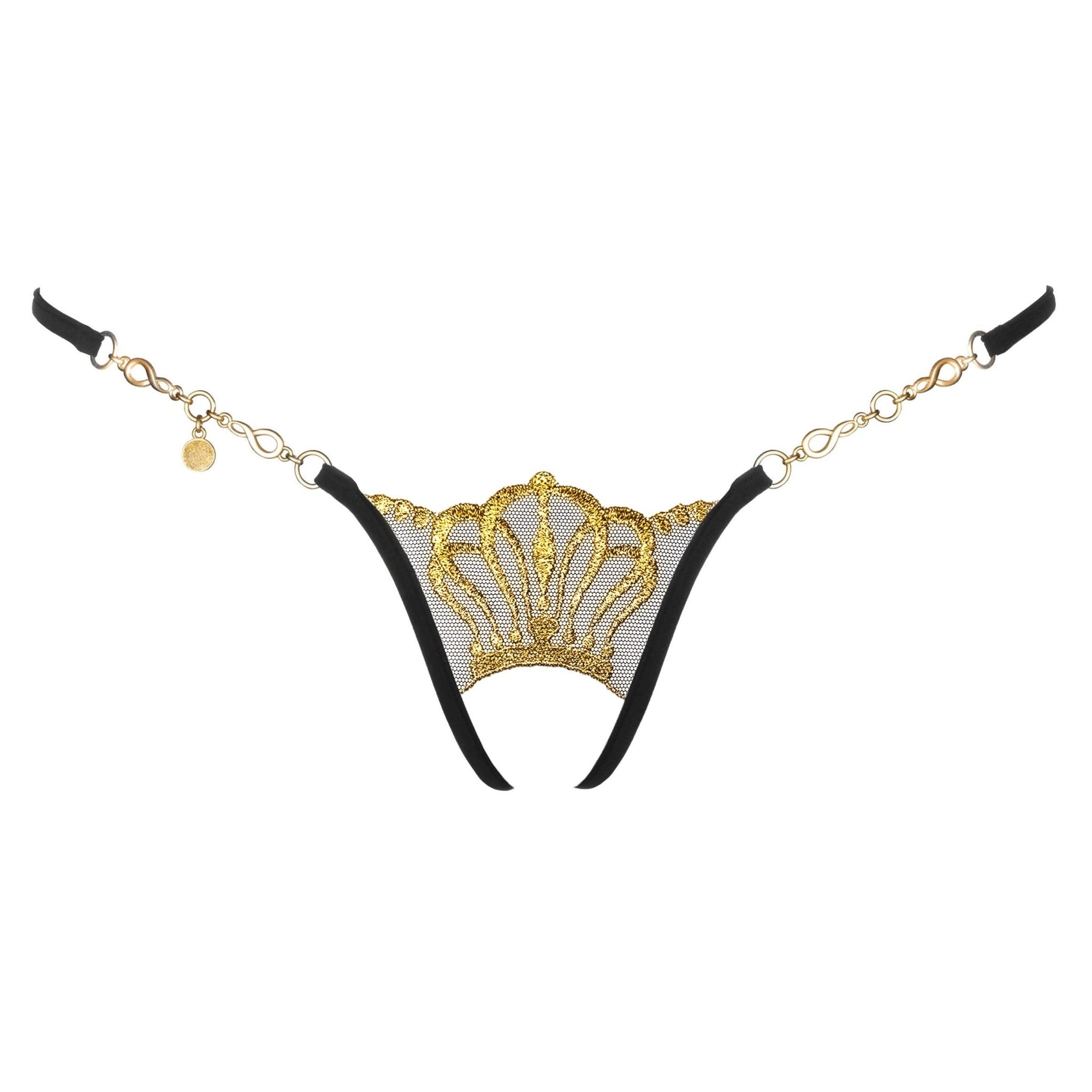 Mini perizoma APERTO - Queen of Love Black - Lucky Cheeks - The Game Lingerie