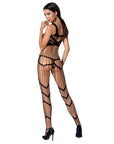 Passion Woman BS058 - Bodystocking Nero a Rete Aperto sul Cavallo Taglia Unica - PASSION WOMAN - Intimo per le occasioni speciali | The Game Lingerie