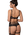 Reggicalze Elisif pizzo nero e bordeaux - ROZA LINGERIE - The Game Lingerie