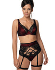 Set completo Elisif pizzo nero e bordeaux - ROZA LINGERIE - The Game Lingerie