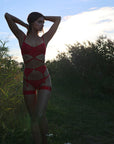 Set reggiseno e perizoma in rete rossa Flash - Flash You and Me - The Game Lingerie