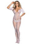 SUBBLIME - 951818 BODYSTOCKING A RETE SENZA CAVALLO CON MOTIVO ROSE BIANCHE TAGLIA UNICA - SUBBLIME BODYSTOCKINGS - Intimo per le occasioni speciali | The Game Lingerie