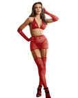 SUBBLIME - 952181 BODYSTOCKING A RETE CON GUANTI E STRASS ROSSO TAGLIA UNICA - SUBBLIME BODYSTOCKINGS - Intimo per le occasioni speciali | The Game Lingerie