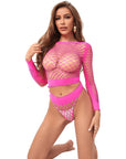 SUBBLIME - 952204 INSIEME A RETE A MANICHE LUNGE 2 PEZZI ROSA TAGLIA UNICA - SUBBLIME SETS - Intimo per le occasioni speciali | The Game Lingerie
