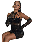 SUBBLIME - 952235 ABITO A RETE CON STRASS NERO TAGLIA UNICA - SUBBLIME DRESSES - Intimo per le occasioni speciali | The Game Lingerie