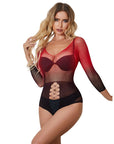 SUBBLIME - 952259 VESTITO ELASTICO A RETE MANICA LUNGA SFUMATO ROSSO E NERO TAGLIA UNICA - SUBBLIME DRESSES - Intimo per le occasioni speciali | The Game Lingerie