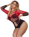 SUBBLIME - 952259 VESTITO ELASTICO A RETE MANICA LUNGA SFUMATO ROSSO E NERO TAGLIA UNICA - SUBBLIME DRESSES - Intimo per le occasioni speciali | The Game Lingerie