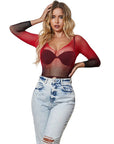SUBBLIME - 952259 VESTITO ELASTICO A RETE MANICA LUNGA SFUMATO ROSSO E NERO TAGLIA UNICA - SUBBLIME DRESSES - Intimo per le occasioni speciali | The Game Lingerie