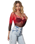 SUBBLIME - 952259 VESTITO ELASTICO A RETE MANICA LUNGA SFUMATO ROSSO E NERO TAGLIA UNICA - SUBBLIME DRESSES - Intimo per le occasioni speciali | The Game Lingerie