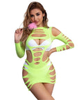 SUBBLIME - 952280 VESTITO ELASTICO A RETE MANICA LUNGA VERDE TAGLIA UNICA - SUBBLIME DRESSES - Intimo per le occasioni speciali | The Game Lingerie