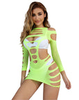 SUBBLIME - 952280 VESTITO ELASTICO A RETE MANICA LUNGA VERDE TAGLIA UNICA - SUBBLIME DRESSES - Intimo per le occasioni speciali | The Game Lingerie