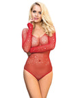 SUBBLIME - 952303 BODY LUCIDO CON SPALLE SCOPERTE MANICA LUNGA ROSSO TAGLIA UNICA - SUBBLIME BODIES - Intimo per le occasioni speciali | The Game Lingerie