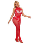 SUBBLIME - 952372 BODYSTOCKING A RETE E PIZZO SENZA CAVALLO CON COLLO ALTO ROSSO TAGLIA UNICA - SUBBLIME BODYSTOCKINGS - Intimo per le occasioni speciali | The Game Lingerie