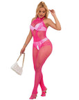 SUBBLIME - 952389 BODYSTOCKING A RETE E PIZZO SENZA CAVALLO CON COLLO ALTO ROSA TAGLIA UNICA - SUBBLIME BODYSTOCKINGS - Intimo per le occasioni speciali | The Game Lingerie