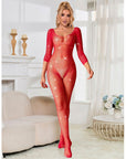 SUBBLIME - 952419 BODYSTOCKING A RETE CON STRASS MANICA LUNGA ROSSO TAGLIA UNICA - SUBBLIME BODYSTOCKINGS - Intimo per le occasioni speciali | The Game Lingerie