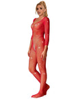 SUBBLIME - 952419 BODYSTOCKING A RETE CON STRASS MANICA LUNGA ROSSO TAGLIA UNICA - SUBBLIME BODYSTOCKINGS - Intimo per le occasioni speciali | The Game Lingerie