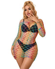 SUBBLIME - 952426 VESTITO A RETE MANICA LUNGA ARCOBALENO TAGLIA UNICA - SUBBLIME DRESSES - Intimo per le occasioni speciali | The Game Lingerie
