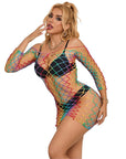 SUBBLIME - 952426 VESTITO A RETE MANICA LUNGA ARCOBALENO TAGLIA UNICA - SUBBLIME DRESSES - Intimo per le occasioni speciali | The Game Lingerie