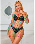 SUBBLIME - 952426 VESTITO A RETE MANICA LUNGA ARCOBALENO TAGLIA UNICA - SUBBLIME DRESSES - Intimo per le occasioni speciali | The Game Lingerie