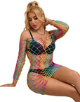 SUBBLIME - 952426 VESTITO A RETE MANICA LUNGA ARCOBALENO TAGLIA UNICA - SUBBLIME DRESSES - Intimo per le occasioni speciali | The Game Lingerie