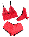 SUBBLIME - 953898 CAMICIA DA NOTTE IN SETA E PIZZO + SLIP ROSSO S/M - SUBBLIME SETS - Intimo per le occasioni speciali | The Game Lingerie