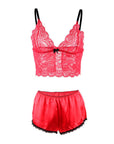 SUBBLIME - 953904 CAMICIA DA NOTTE IN SETA E PIZZO + SLIP ROSSO L/XL - SUBBLIME SETS - Intimo per le occasioni speciali | The Game Lingerie