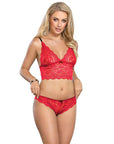 SUBBLIME - 953904 CAMICIA DA NOTTE IN SETA E PIZZO + SLIP ROSSO L/XL - SUBBLIME SETS - Intimo per le occasioni speciali | The Game Lingerie