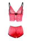 SUBBLIME - 953904 CAMICIA DA NOTTE IN SETA E PIZZO + SLIP ROSSO L/XL - SUBBLIME SETS - Intimo per le occasioni speciali | The Game Lingerie