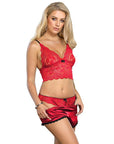 SUBBLIME - 953904 CAMICIA DA NOTTE IN SETA E PIZZO + SLIP ROSSO L/XL - SUBBLIME SETS - Intimo per le occasioni speciali | The Game Lingerie