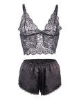 SUBBLIME - 953911 CAMICIA DA NOTTE IN SETA E PIZZO + SLIP NERO S/M - SUBBLIME SETS - Intimo per le occasioni speciali | The Game Lingerie
