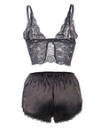 SUBBLIME - 953928 CAMICIA DA NOTTE IN SETA E PIZZO + SLIP NERO L/XL - SUBBLIME SETS - Intimo per le occasioni speciali | The Game Lingerie