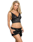 SUBBLIME - 953928 CAMICIA DA NOTTE IN SETA E PIZZO + SLIP NERO L/XL - SUBBLIME SETS - Intimo per le occasioni speciali | The Game Lingerie