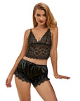 SUBBLIME - 953942 VESTAGLIA DA NOTTE CASUAL IN SETA + PANTALONI IN PIZZO NERO L/XL - SUBBLIME SETS - Intimo per le occasioni speciali | The Game Lingerie
