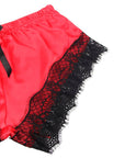 SUBBLIME - 953959 CAMICIA DA NOTTE CASUAL IN SETA + PANTALONI IN PIZZO NERO/ROSSO S/M - SUBBLIME SETS - Intimo per le occasioni speciali | The Game Lingerie