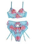 SUBBLIME - 954116 REGGISENO + SLIP CON CINTURA REGGISENO FLOREALE BLU L/XL - SUBBLIME SETS - Intimo per le occasioni speciali | The Game Lingerie