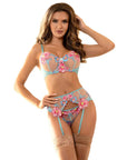 SUBBLIME - 954116 REGGISENO + SLIP CON CINTURA REGGISENO FLOREALE BLU L/XL - SUBBLIME SETS - Intimo per le occasioni speciali | The Game Lingerie