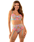 SUBBLIME - 954116 REGGISENO + SLIP CON CINTURA REGGISENO FLOREALE BLU L/XL - SUBBLIME SETS - Intimo per le occasioni speciali | The Game Lingerie