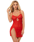 SUBBLIME - 954208 BABYDOLL IN PIZZO CON SPALLINE REGOLABILI ROSSO S/M - SUBBLIME BABYDOLLS - Intimo per le occasioni speciali | The Game Lingerie