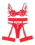 SUBBLIME - 954338 REGGISENO + PERIZOMA + CINTURA CON STAMPA A CUORE ROSSO L/XL - SUBBLIME SETS - Intimo per le occasioni speciali | The Game Lingerie